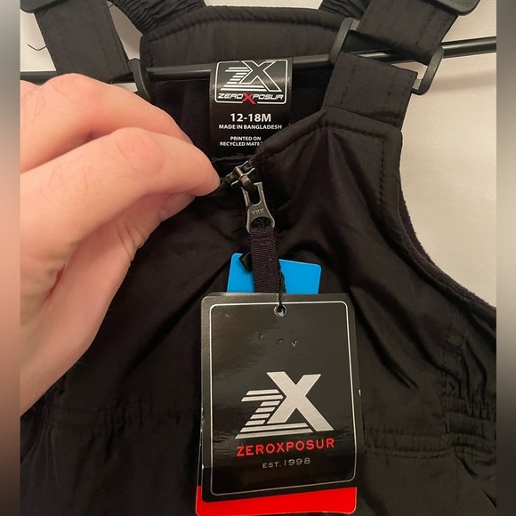 ZeroXposur Snow Bib Black Warm Zipper Kids Size 12-18m - Picture 2 of 5